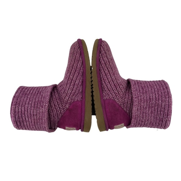 UGG Purple Cardy Sweater Knit Button Boots Size 3 Girl’s - Picture 6 of 11